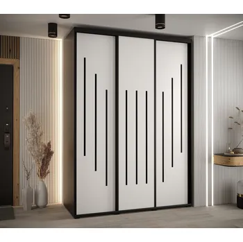 Šatní skříň Šatní skříň YVONA 8 - 180/60 cm, černá / bílá / černá