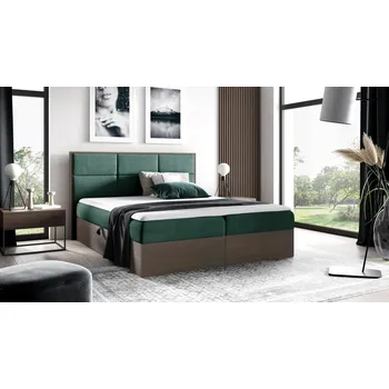 Postel Kontinentální postel 180x200 CHANTELLE 2 - tmavý dub / zelená + topper ZDARMA
