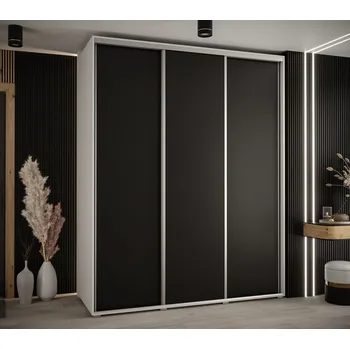 Šatní skříň Šatní skříň YVONA 1 - 190/60 cm, bílá / černá / stříbrná