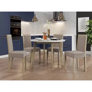 Jídelní stůl Sestava 4+1 do jídelny SALUSIA 1 - bílá / dub sonoma / béžová