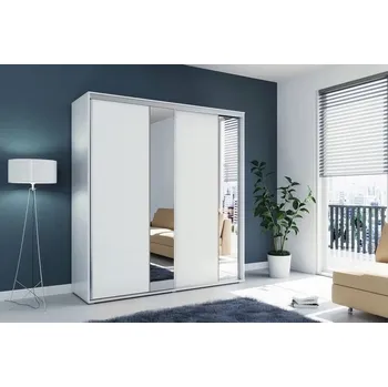 Šatní skříň Prostorná zrcadlová šatní skříň 200/245 ANTONIO - bílá