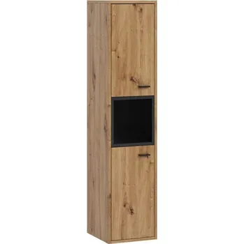 Koupelnový nábytek Vysoká koupelnová skříňka BEND - dub artisan / černá