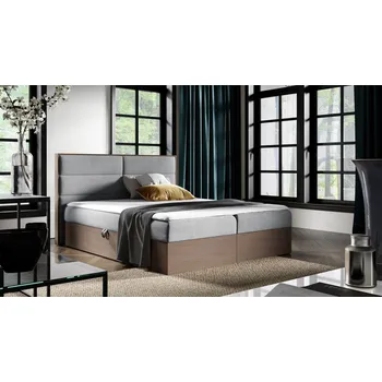 Postel Kontinentální postel 180x200 CHANTELLE 5 - tmavý dub / šedá + topper ZDARMA