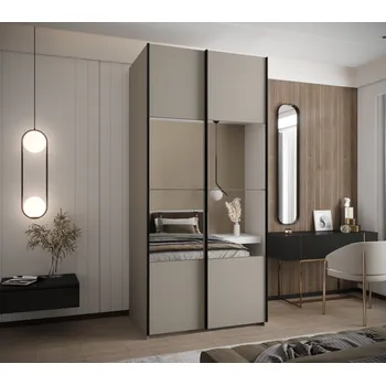 Šatní skříň Dvoudveřová skříň SAMARA 4 - 120 cm, kašmír / černá