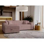 Rohová sedačka na každodenní spaní BOKSIA - růžovofialová, levý roh