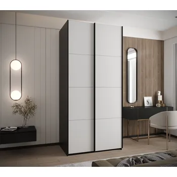 Šatní skříň Dvoudveřová skříň SAMARA 1 - 100 cm, černá / bílá / černá