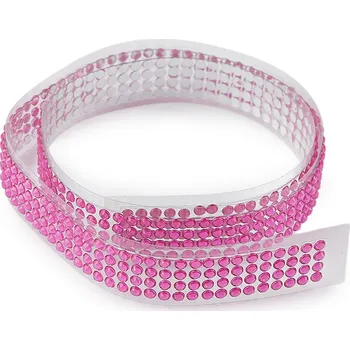 Výtvárné potřeby Samolepicí borta s kamínky šíře 12 mm, barva 4 pink