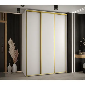 Šatní skříň Šatní skříň YVONA 1 - 180/60 cm, bílá / zlatá
