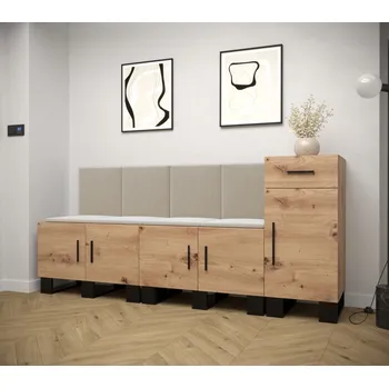 Předsíňová stěna Předsíňová sestava RUMIE 17 - dub artisan, béžové panely