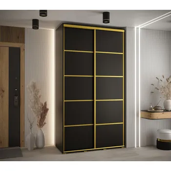 Šatní skříň Šatní skříň YVONA 4 - 140/45 cm, černá / zlatá