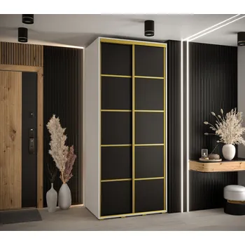 Šatní skříň Šatní skříň ASIRI 4 - 110/60 cm, bílá / černá / zlatá