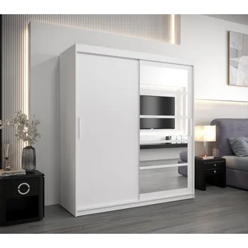 Šatní skříň Skříň s posuvnými dveřmi MICHALELA - šířka 180 cm, bílá