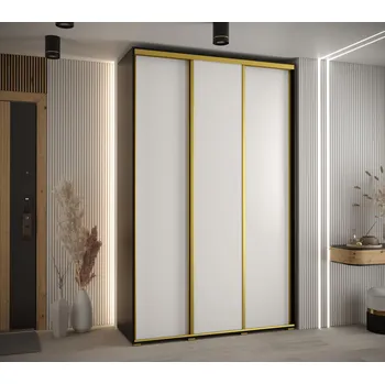 Šatní skříň Šatní skříň ASIRI 1 - 150/60 cm, černá / bílá / zlatá