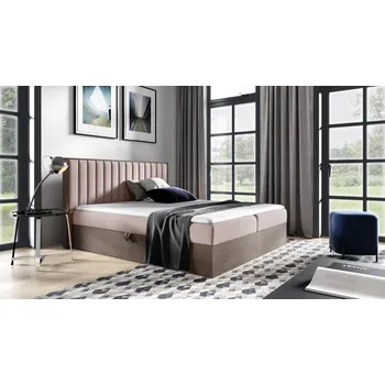 Postel Kontinentální postel 140x200 CHANTELLE 4 - tmavý dub / růžová + topper ZDARMA