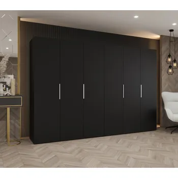 Šatní skříň Šatní skříň 300 cm TUANA - černá / stříbrná