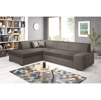 Sedací souprava Rohová sedací souprava VALTRUDA - světle hnědá / hnědá, levý roh