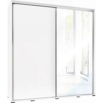 Šatní skříň Široká šatní skříň 205 cm se zrcadlem DANUBE 26 - bílá