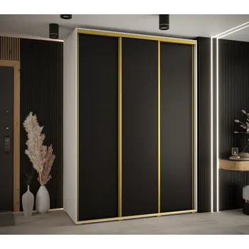 Šatní skříň Šatní skříň ASIRI 1 - 170/60 cm, bílá / černá / zlatá