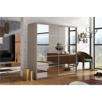 Šatní skříň Zrcadlová šatní skříň 230/215 GABRIEL - dub sonoma