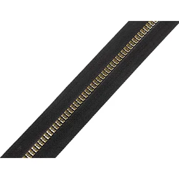 Zip Zip kostěný No 5 designový metráž, střední, 1 černá zlatá