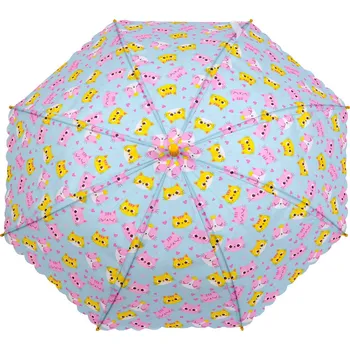 Deštník Dětský vystřelovací deštník duha, dino, raketa, kočka, velké, 1 modrá pomněnková kočka