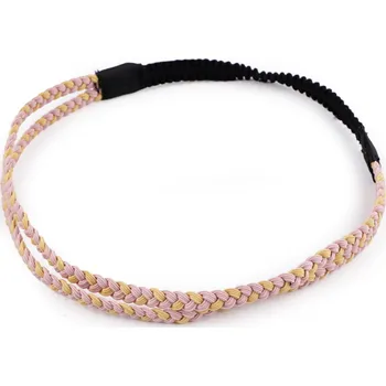 Náramek Pružná čelenka do vlasů dvouřadá, střední, 1 pudrová žlutá