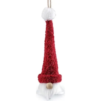 Vánoční dekorace Vánoční zvonek skřítek k zavěšení, střední, 2 červená