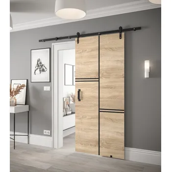 Interiérové dveře Posuvné dveře s kováním LEONTINA 9 - 90 cm, dub sonoma
