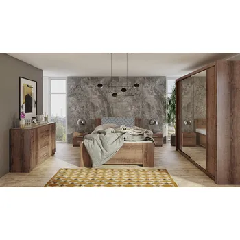 Ložnicová sestava Ložnicová sestava s postelí 160x200 CORTLAND 4 - dub monastery / šedá ekokůže