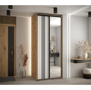 Šatní skříň Šatní skříň YVONA 7 - 110/60 cm, dub artisan / bílá / černá