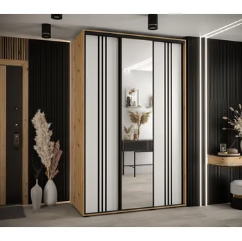 Šatní skříň Šatní skříň YVONA 7 - 150/60 cm, dub artisan / bílá / černá