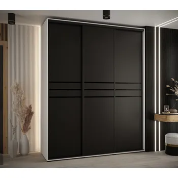 Šatní skříň Šatní skříň YVONA 10 - 200/45 cm, bílá / černá / černá