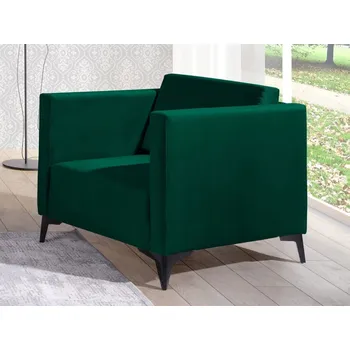 Křeslo Čalouněné křeslo SIMON - tmavě zelené / nožičky černý lesk