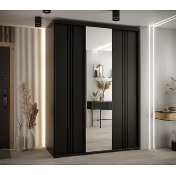 Šatní skříň Šatní skříň ASIRI 7 - 170/45 cm, černá / zlatá