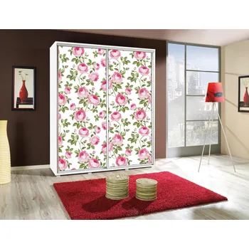 Šatní skříň Vysoká šatní skříň 155 cm s potiskem DANUBE 19 - bílá