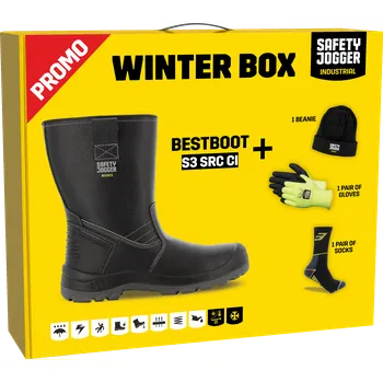 Pracovní obuv SAFETY JOGGER PROMO WINTER BOX PROMOBESTB (obuv WINTER S3 + čepice + ponožky + rukavice) Velikost 39 (UK-6) černá