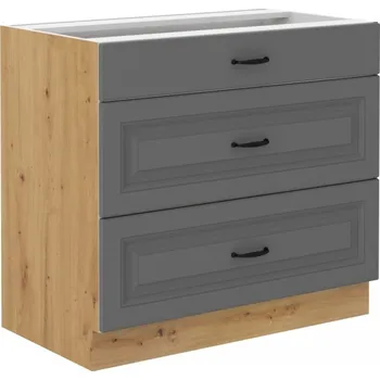 Kuchyňská linka Dolní šuplíková skříňka SOPHIA - šířka 80 cm, šedá / dub artisan