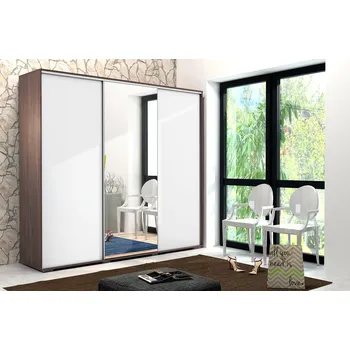 Šatní skříň Třídveřová šatní skříň 278/215 LEONARDO - čokoláda / bílá