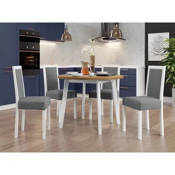 Jídelní stůl Sestava 4+1 do jídelny SALUSIA 1 - dub grandson / bílá / šedá