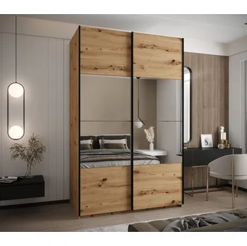 Šatní skříň Dvoudveřová skříň SAMARA 4 - 150 cm, dub artisan / černá