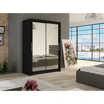 Šatní skříň Úzká šatní skříň 120 cm se zrcadlem GASPARA 7 - černá