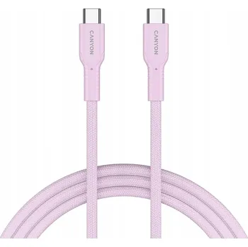 Datový kabel Kabel Canyon USB-C - USB-C 1 m růžový
