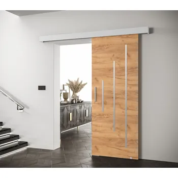 Interiérové dveře Posuvné dveře se stříbrným úchytem SALOME 11 - 70 cm, dub craft zlatý / bílé