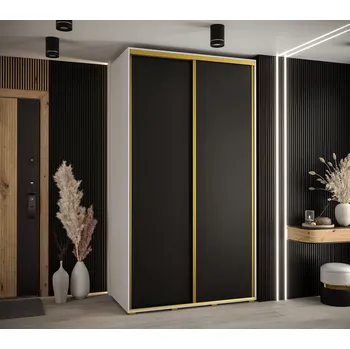 Šatní skříň Šatní skříň YVONA 1 - 130/60 cm, bílá / černá / zlatá