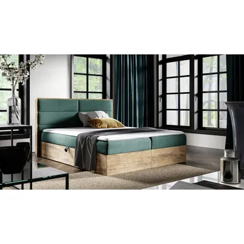 Postel Kontinentální postel 140x200 CHANTELLE 5 - dub wotan / zelená + topper ZDARMA