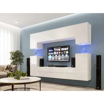 Obývací stěna Závěsná stěna do obýváku BRADT 69 - bílá / lesklá bílá