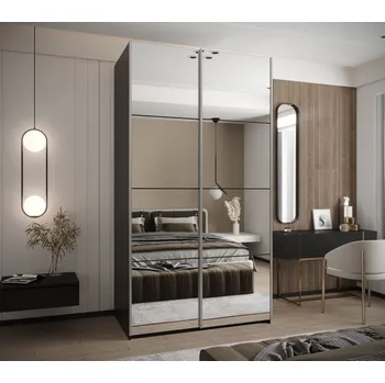 Šatní skříň VENETI SAMARA 2 - 130 cm černá / stříbrná