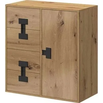 Komoda Kombinovaná komoda BASHIRA 2 - dub / dub artisan lesklá