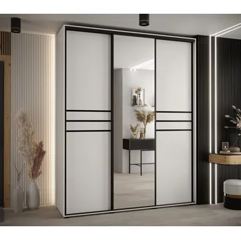Šatní skříň Šatní skříň ASIRI 11 - 190/60 cm, bílá / černá