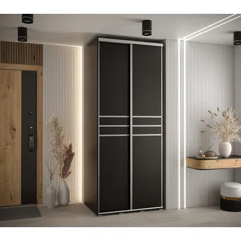 Šatní skříň Šatní skříň YVONA 10 - 110/60 cm, černá / stříbrná
